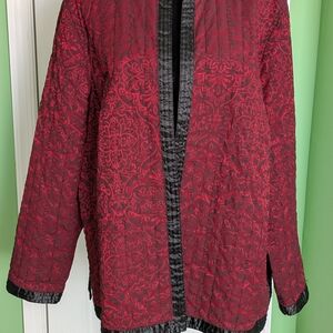 Alfred Dunner Elegant Red and Black Floral Jacket